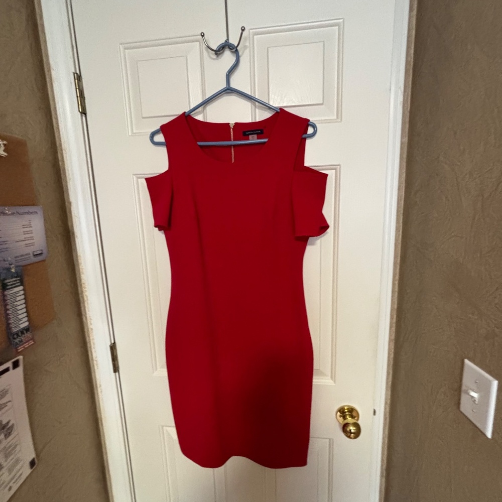 Tommy Hilfiger Red Sheath Dress with Cold Shoulders
